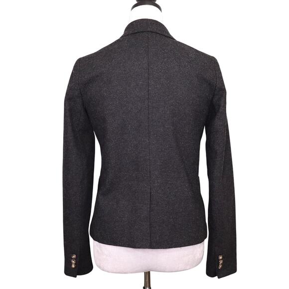 Gap Jacket Womens 4 Charcoal Gray Wool Blend Tweed Academy Blazer Lined Career - Picture 2 of 15